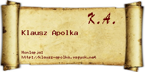 Klausz Apolka névjegykártya